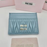 Miu Miu 5MC076 Card Holder In Matelasse Nappa Leather Blue