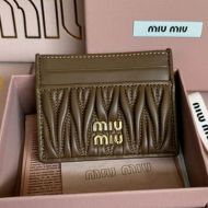 Miu Miu 5MC076 Card Holder In Matelasse Nappa Leather Brown