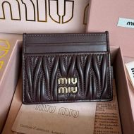 Miu Miu 5MC076 Card Holder In Matelasse Nappa Leather Coffee