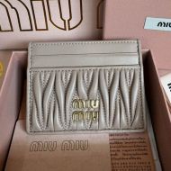 Miu Miu 5MC076 Card Holder In Matelasse Nappa Leather Khaki