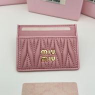 Miu Miu 5MC076 Card Holder In Matelasse Nappa Leather Pink
