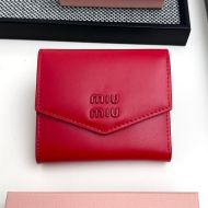 Miu Miu 5MH040 Small Flap Trifold Wallet In Leather Red