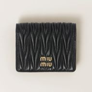 Miu Miu 5MV204 Small Flap Bifold Wallet In Matelasse Nappa Leather Black