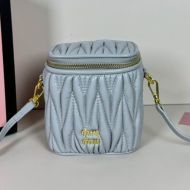 Miu Miu 5NR018 Micro Vanity Case In Matelasse Nappa Leather Blue