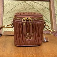 Miu Miu 5NR018 Micro Vanity Case In Matelasse Nappa Leather Brown