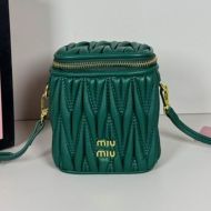 Miu Miu 5NR018 Micro Vanity Case In Matelasse Nappa Leather Green