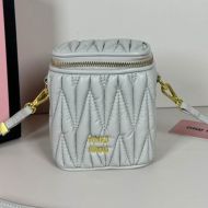 Miu Miu 5NR018 Micro Vanity Case In Matelasse Nappa Leather Grey