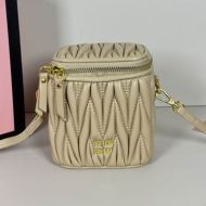 Miu Miu 5NR018 Micro Vanity Case In Matelasse Nappa Leather Khaki