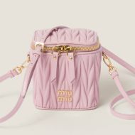 Miu Miu 5NR018 Micro Vanity Case In Matelasse Nappa Leather Pink