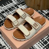 Miu Miu 5XX658 Slides Women Canvas Beige/Brown