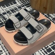 Miu Miu 5XX658 Slides Women Canvas White/Black