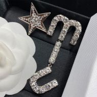 Miu Miu Asymetrical Earrings With Strass Pentagram Letter In Metal Silver