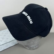 Miu Miu Baseball Cap With Chunky Embroidered Logo In Cotton Black