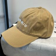 Miu Miu Baseball Cap With Embroidered logo In Cotton Brown