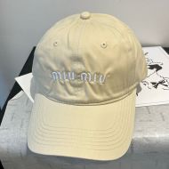 Miu Miu Baseball Cap With Embroidered logo In Cotton Khaki