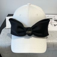 Miu Miu Baseball Cap With Enamel Logo Bowknot In Cotton White