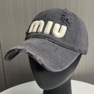 Miu Miu Baseball Cap With Large Letter Logo In Cotton Grey