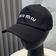 Miu Miu Baseball Cap With Letter Embroidered Logo In Cotton Black