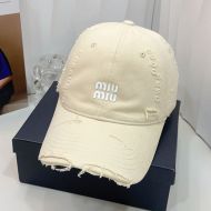 Miu Miu Baseball Cap With Letter Logo Patch In Cotton Khaki