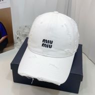 Miu Miu Baseball Cap With Letter Logo Patch In Cotton White