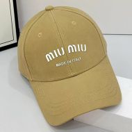 Miu Miu Baseball Cap With Printing Logo In Cotton Brown
