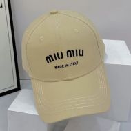 Miu Miu Baseball Cap With Printing Logo In Cotton Khaki