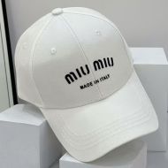 Miu Miu Baseball Cap With Printing Logo In Cotton White