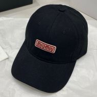 Miu Miu Baseball Cap With Rectangle Embroidered Logo In Cotton Black