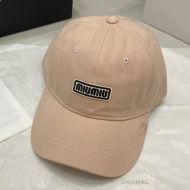 Miu Miu Baseball Cap With Rectangle Embroidered Logo In Cotton Brown