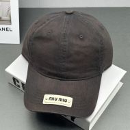 Miu Miu Baseball Cap With Rivet Patch Logo In Cotton Taupe