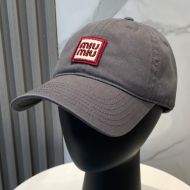 Miu Miu Baseball Cap With Square Embroidered Logo In Cotton Grey