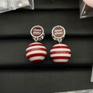Miu Miu Earrings With Color Block Pearl In Metal Silver/Red