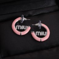 Miu Miu Earrings With Crystals Logo Enameled Circle In Metal Pink