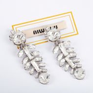 Miu Miu Earrings With Crystals Pendant In Metal Silver