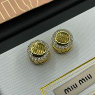 Miu Miu Earrings With Cut-Out Logo Round In Metal Gold