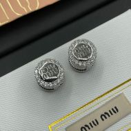 Miu Miu Earrings With Cut-Out Logo Round In Metal Silver