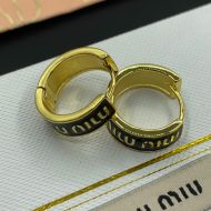 Miu Miu Earrings With Enameled Logo Ring In Metal Gold/Black