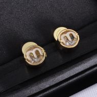 Miu Miu Earrings With Enameled M Crystal In Metal Gold/White