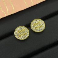 Miu Miu Earrings With Logo Round Stud In Metal Gold