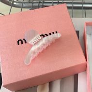 Miu Miu Hair Clip With Enamel Logo In Plexiglass Pink