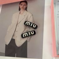Miu Miu Hair Clips With Enamel Logo In Plexiglass And Metal Black