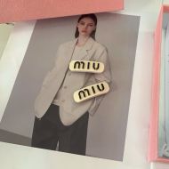 Miu Miu Hair Clips With Enamel Logo In Plexiglass And Metal White