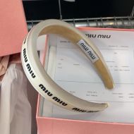 Miu Miu Headband With Monogram Strap In Cotton And Sponge White