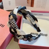 Miu Miu Headband With Strass Logo Multi Satin Weaving In Acetate Black