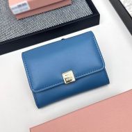 Miu Miu Flap Card Holder In Leather Blue