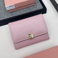 Miu Miu Flap Card Holder In Leather Pink