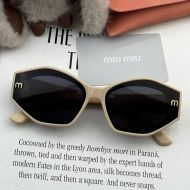 Miu Miu M7232 Oval Sunglasses With M Metal Logo In Acetate Beige