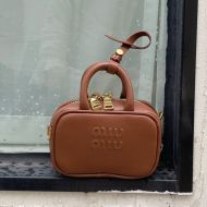 Miu Miu Micro Beau Bag In Leather Brown