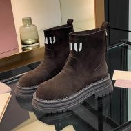 Miu Miu Platform Chelsea Boots Women Suede Maroon