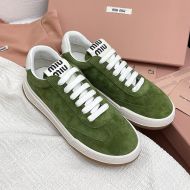 Miu Miu Retro Sneakers Women Suede Green